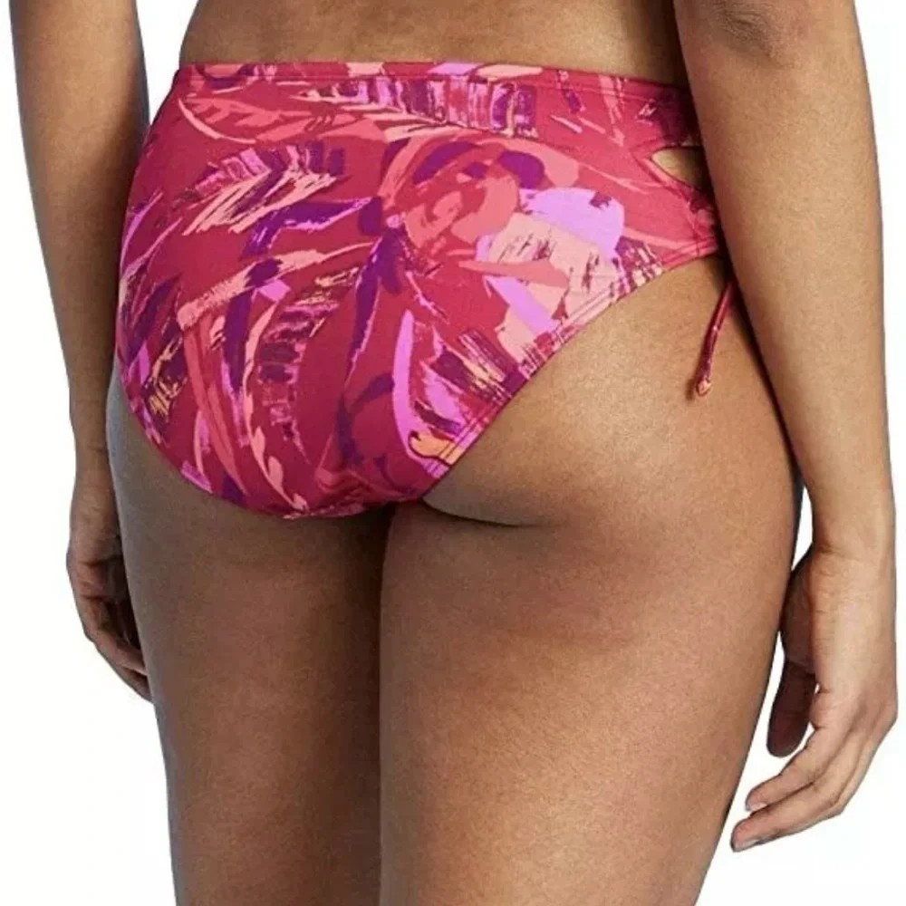 All in Motion Pink Lace Up Tropical Bikini Swimwear Set Size L